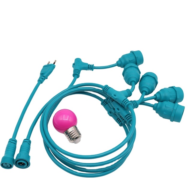 AOHUA Customized E01 2 3 sockets LED bulb String Light Cable for gathering outdoor/indoor decorative lamp