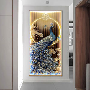 Fabrikpreis 5D Diamant LED-Licht Pfau Kristall-Porzellanmalerei Glasmalerei Pfau-Bilder - Product Image 5