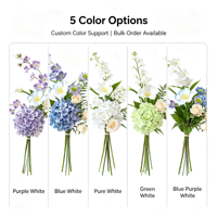 Bahan Dekoratif DIY Modern yang Dapat Digunakan Kembali, Buket Bunga Melati Sutra dan Hydrangea, Nuansa Mewah untuk Pernikahan, Ikat Bunga Buatan Tangan