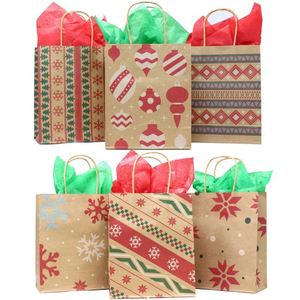 Bolsas de Regalo Navideñas con Impresión Personalizada, Bolsas de Papel Kraft para Compras, Fabricación de Bolsas de Lujo Recubiertas - Product Image 1