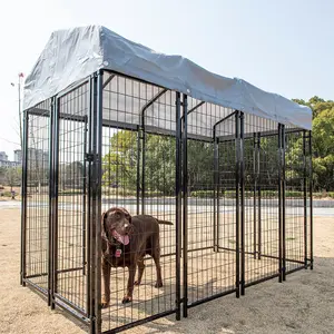 बड़े कुत्ते Kennel कुत्ते टोकरा पिंजरे वेल्डेड तार पालतू Playpen यूवी संरक्षण निविड़ अंधकार कवर के साथ धातु और छत आउटडोर भारी ड्यूटी