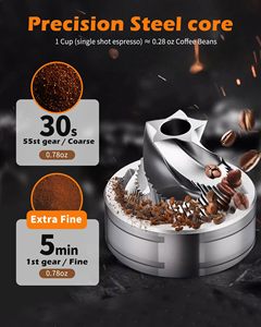 เครื่องบดกาแฟแบบมือหมุนปรับระดับได้ 60 ระดับ พร้อมใบมีดสแตนเลส 7 แฉก สำหรับเฟรนช์เพรส มอคค่า และเอสเพรสโซ - Product Image 3