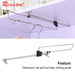 RESSAM Cintre de <span class=keywords><strong>placard</strong></span> <span class=keywords><strong>extensible</strong></span> pour armoire Porte-vêtements monté sur le dessus <span class=keywords><strong>Tringle</strong></span> de <span class=keywords><strong>placard</strong></span> télescopique pour vêtements - Product Image 3
