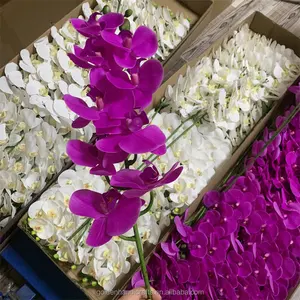 QSLH-CF093 Sentuhan Nyata 3D Dicetak Anggrek Lateks Phalaenopsis 9 Kepala Anggrek Bunga Buatan Bunga Anggrek Bunga Dekoratif