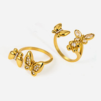 Nouvelle Arrivée Gaovo : Bagues de Doigt pour Femme en Acier Inoxydable Plaqué Or 18K, Style Doux et Polyvalent, Motif Géométrique Diamant, Design de Créateur