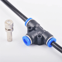 Kit de buses de brumisation à basse pression à prix abordable avec raccord en T à 3 voies de 6 mm pour l'arrosage, le refroidissement et l'humidification des jardins et l'aménagement paysager