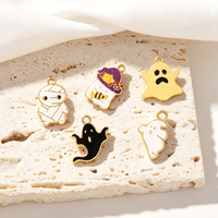 2 pendentifs en acier inoxydable émaillé, motifs citrouille, démon, fantôme, crâne, momie, vampire, accessoires de fête d'Halloween, breloques et composants