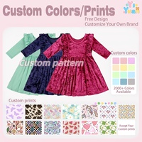 Robe en velours personnalisée pour filles Yiwuyiyuan, robe de fête à manches longues à volants pour tout-petits, tenue de cérémonie élégante pour enfants, approvisionnement ODM