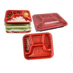 Wholesale Microwavable Take Away Food pp 4 Compartment Plastic Containers For Food Packing Tray Lunch Box