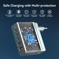 Chargeur mural GaN 160W PD 3C2A multi-ports, adaptateur de charge rapide, prise EU, distribution d'alimentation intelligente pour ordinateur portable et appareils mobiles