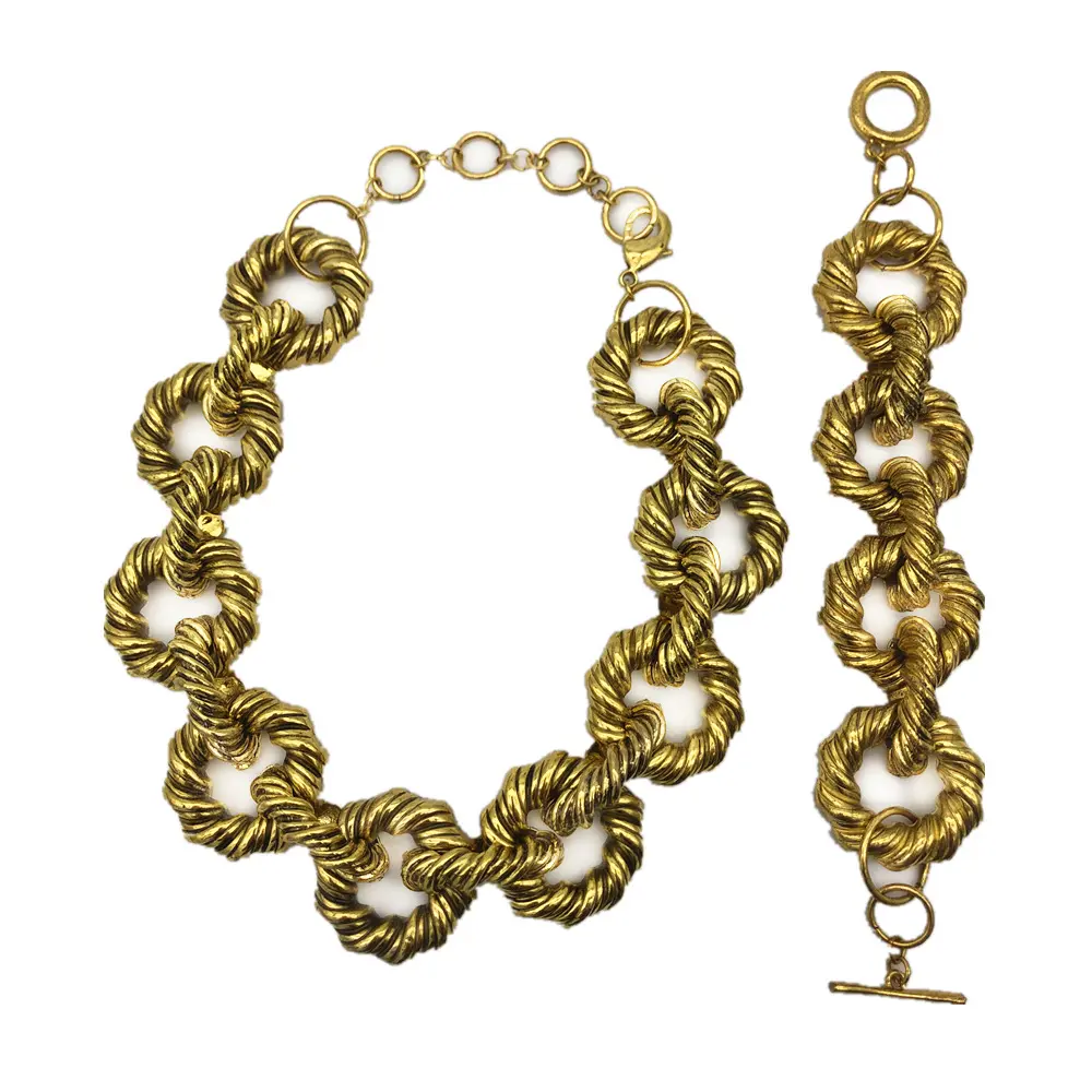 Wholesale Popular Plated Gold Bracelet Big Chunky Twist Metal Chain Link Bracelets Women Female accessories