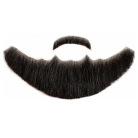 Cheveux humains, dentelle attachée à la main, faux barbes invisibles, faux visage, moustache pour hommes, film réaliste, maquillage d'halloween