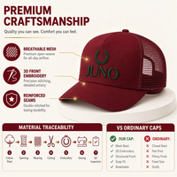 Gorra Trucker Bordada Ajustable 100% Algodón con Malla Trasera, Diseño Corona de Laurel Borgoña, para Hombre y Mujer, Ideal para Noche, Calle, Verano, Aire Libre, Invierno