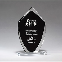 Vente chaude Cristal Trophée Blanc Cristal Prix Trophée Personnalisé 3d Laser Gravure Noir Bouclier En Forme De Verre Prix