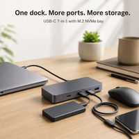 Station d'accueil USB-C 7-en-1 avec boîtier SSD M.2 NVMe, hub en aluminium avec HDMI, USB-A et lecteur de carte SD pour ordinateurs portables