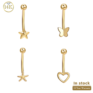 Bán Buôn Mùa Xuân Bướm 14K 18K Rắn Vàng Hight Chất Lượng Bụng Nút Vòng Rốn Đồ Trang Sức Cơ Thể - Product Image 2