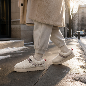 Pantoufles d'hiver tendance pour femmes avec bordure tressée, chaudes en peluche Teddy, à plateforme, pour intérieur et extérieur, vente en gros, style bottes Uggs - Product Image 3