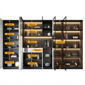 Armoire à vin en bois de style ferme de luxe avec portes en verre pour la maison et la salle à manger de la villa, meubles de rangement - Product Image 4