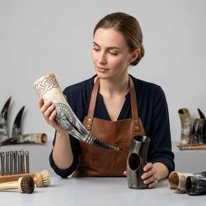 Authentique Corne de Buffle Naturelle Faite à la Main Sculptée Polie Sûre pour les Aliments Véritable Moderne Écologique FWE - Product Image 1
