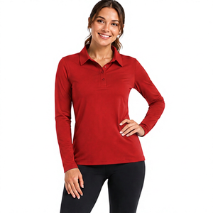 Camisa de Golf Personalizada para Mujer, Manga Larga, Cierre de Cremallera, Polo Ligero, Transpirable, Elástico, Ropa Deportiva al por Mayor, Ropa de Tenis - Product Image 3