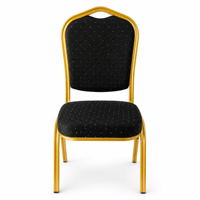 Chaises de banquet empilables à dossier couronne avec cadre doré et coussin en mousse, durables pour l'extérieur, le salon, les mariages, les hôpitaux et les ateliers