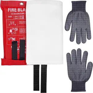 Rumah tahan api keselamatan darurat api daerah Fiberglass selimut api untuk dapur dengan sarung tangan