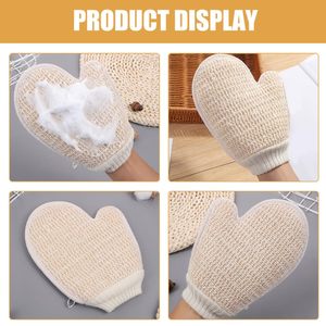 Gants de bain en coton de chanvre biodégradable avec logo personnalisé, exfoliant de douche en jute et coton, éponges et brosses de bain en loofah - Product Image 4