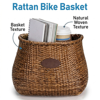 Panier de vélo en rotin fait main avec porte-gobelet - Porte-bagages avant amovible pour guidon avec sangles en cuir réglables