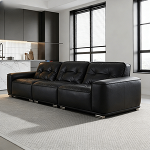 Nuevo Sofá de Cuero Genuino de Lujo Urbano, Diseño Cuadrado, Esponja Duradera, Fácil de Limpiar, Estructura Resistente, Muebles para el Hogar - Product Image 1
