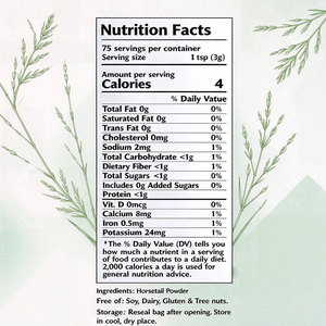 Poudre de Prêle Séché Pur OEM 227g (8oz) en Sachet, Végétalien Sans OGM Qualité Alimentaire, Pour Smoothies et Céréales - Product Image 2
