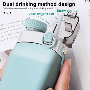 Trẻ Em Bóp Silicone Đóng Mở Thể Thao Uống Chai Nước Rơm Và Uống Trực Tiếp Du Lịch Silicone Chai Nước Ngoài Trời - Product Image 4