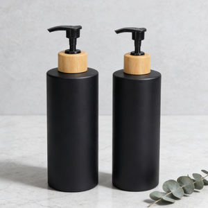 ขวดปั๊มพลาสติกแบบเติมได้สุดหรูพร้อมปลอกไม้ไผ่ธรรมชาติสำหรับบรรจุภัณฑ์แชมพูและครีมนวดผม - Product Image 6