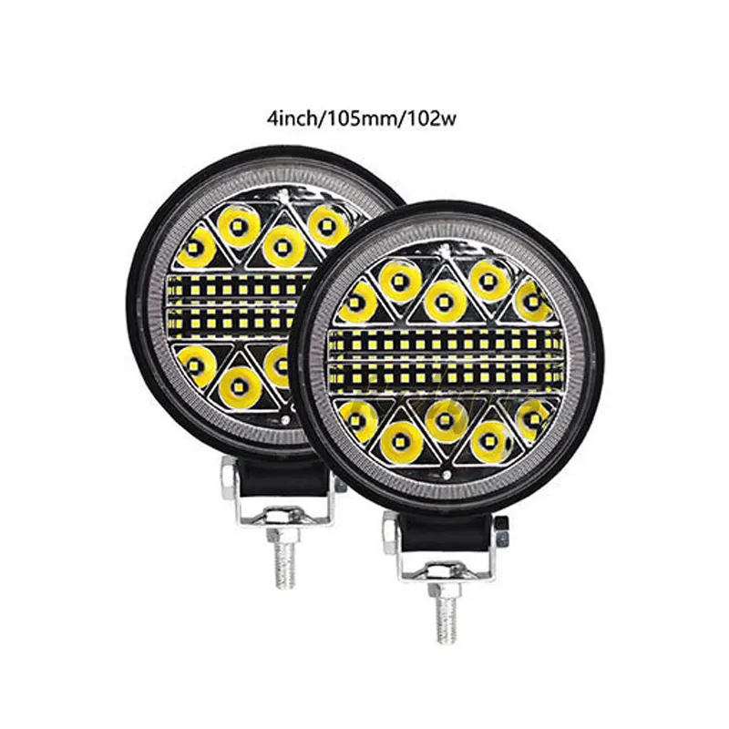 Relyus Lampu Depan ATV Truk, Cahaya LED Bulat 4 Inci 102W Spot Off Road 4X4 untuk Jeep Truk SUV 4WD Perahu ATV Lampu Traktor