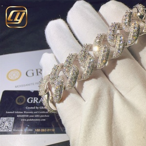 GRA Certificated 18mm 925 Sterling Silver <b>Iced</b> <b>Out</b> VVS Moissanite Diamond Cuban Link <b>Chain</b> Hip Hop Jewelry Bracelet - Product Image 4