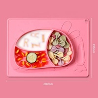 Assiette repas bébé en silicone à compartiments, forme lapin, antidérapante, avec ventouse, pour l'alimentation des enfants - Meilleure vente