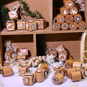 Timbri Playdough in legno su misura in legno naturale con modelli misti timbri giocattoli di pasta per bambini in legno - Product Image 2