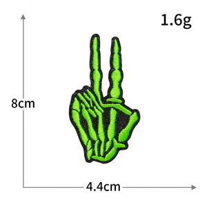 Nouveaux patchs thermocollants brodés à paillettes, motifs crâne, doigt, nœud et fer à cheval, colorés, pour vêtements - Product Image 6