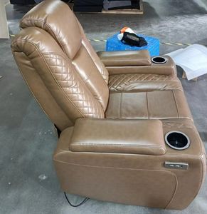 VANBOW <span class=keywords><strong>Fauteuil</strong></span> inclinable électrique Style européen Sièges de cinéma Salle de séjour Fonction chaise longue Cadre en bois Tissu extensible - Product Image 3