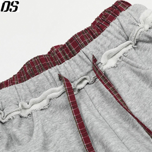 Pantalons pour hommes personnalisés, pantalons de survêtement pour hommes, tissu à carreaux, patchwork, double taille, 100% coton, pantalon de survêtement en molleton français - Product Image 4