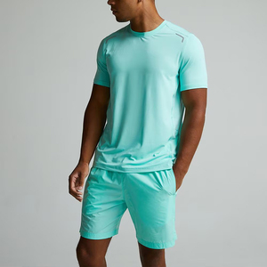 Abbigliamento sportivo da <span class=keywords><strong>uomo</strong></span> a manica corta tuta sportiva da corsa Custom con Logo 2 pezzi set di pantaloncini estivi a maniche corte da <span class=keywords><strong>uomo</strong></span> - Product Image 5