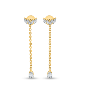 Pendientes colgantes de estilo Sui Dhaga de diamantes de lujo diseñados para un aspecto elegante en bodas y eventos especiales de la India - Product Image 2