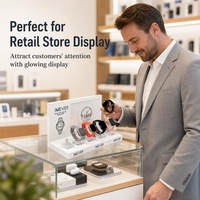 Support d'affichage de montre en acrylique personnalisé avec lumière LED, modèle HD3, moderne, commercial, pour comptoir de vente au détail