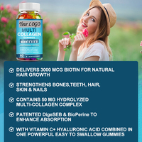 Gummies de collagène à marque privée avec biotine et kératine pour les cheveux, la peau, les ongles et les articulations, supplément de protéines de collagène en gummies