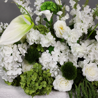 Centre de table floral artificiel blanc et vert pour mariage, arrangement floral pour piédestal de table et décoration de banquet
