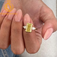 Bague de fiançailles solitaire élégante en or massif 10K avec diamant jaune taille poire cultivé en laboratoire, sertissage clos, certifié IGI, pour femme