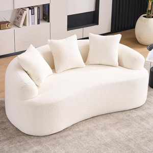 Sofá Curvo de Dos Plazas con Espuma Viscoelástica, Sofás Modernos de Tela, Sofá de Lujo para Sala de Estar, Muebles para Apartamento - Product Image 1