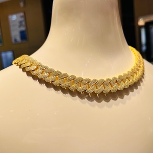Wholesale Sterling Silver Rhodium Plated Cuban Link Chain <b>Statement</b> <b>Necklace</b> with Customized Moissanite Unisex - Product Image 2