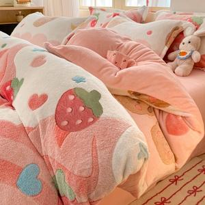 Set Copripiumino in Velluto Fiocco di Neve Ispessito, Sette Pezzi in Lana Corallo Resistente all'Acqua, Kit di Qualità in Fibra di Poliestere per Studenti - Product Image 4