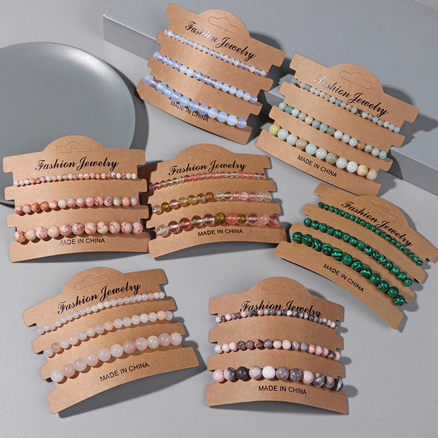 Hot 4mm/6mm/8mm Turquoise Beaded Bracelets Wholesale Fashion Natural Stone Bead Bracelets Women Elastic Jewelry Set Charm