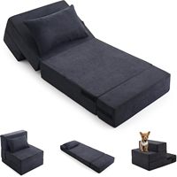 Canapé-lit convertible avec oreiller, matelas pliable en mousse haute densité de 8 pouces d'épaisseur, chaise-lit simple